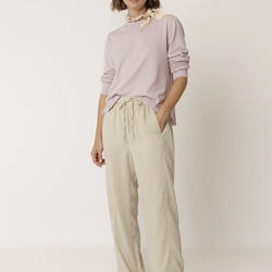 Pantalón Indi & Cold NM290 fluido con cordón lino crudo - Imagen 1