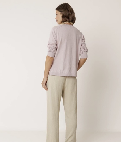 Pantalón Indi & Cold NM290 fluido con cordón lino crudo - Imagen 2