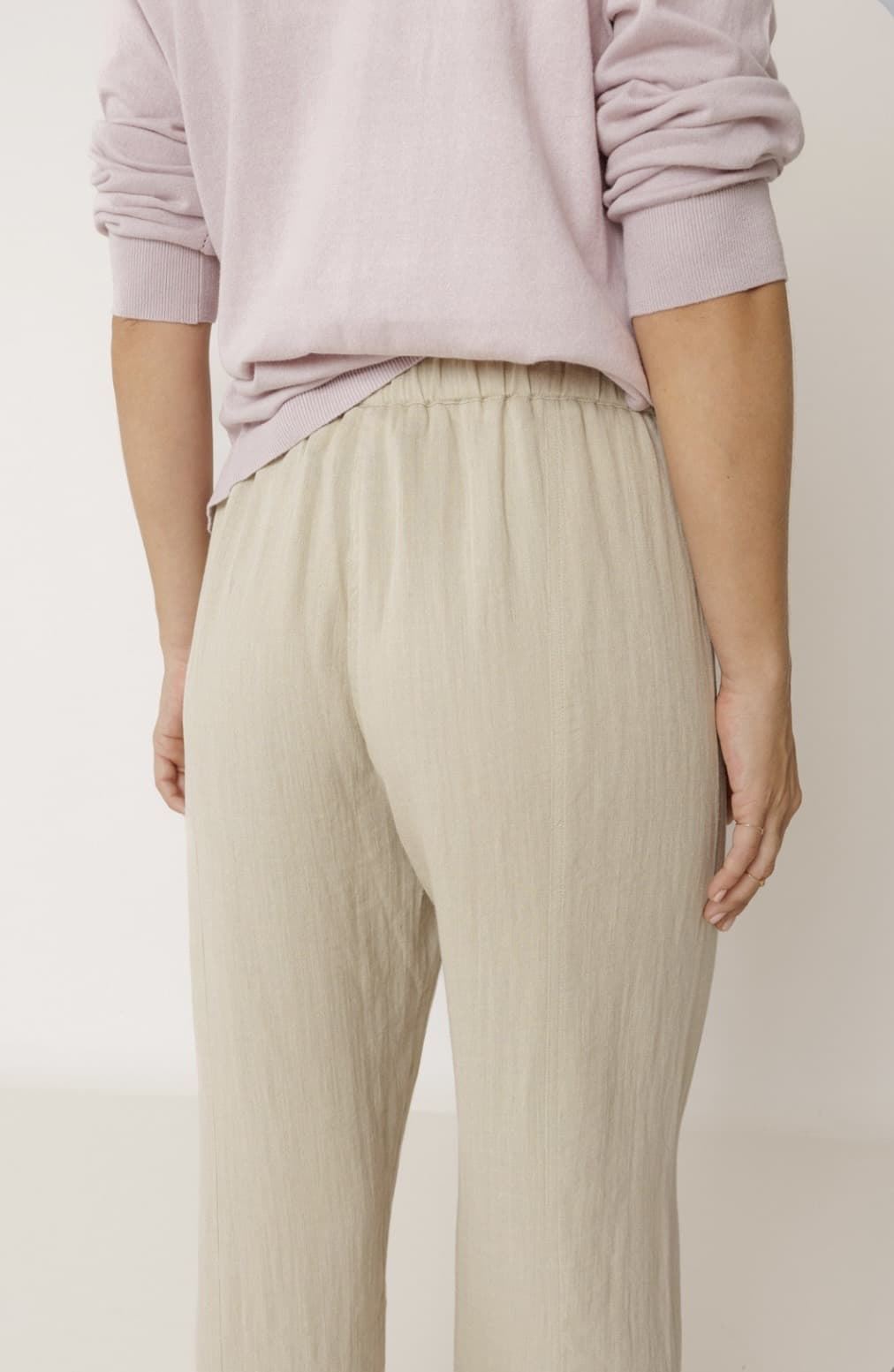 Pantalón Indi & Cold NM290 fluido con cordón lino crudo - Imagen 3