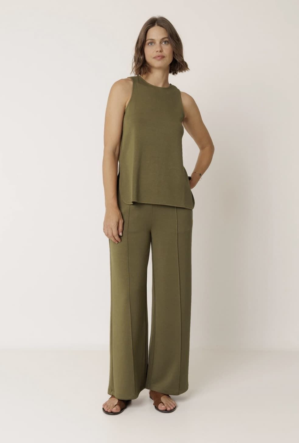 Pantalón Indi & Cold  NM442 PANTALÓN FLUIDO MODAL khaki - Imagen 3