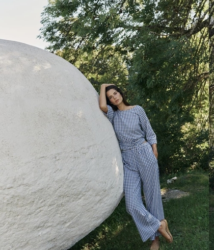 Pantalón Indi & Cold PANTALÓN AD148 VICHY ENGOMADO vichy azul - Imagen 1