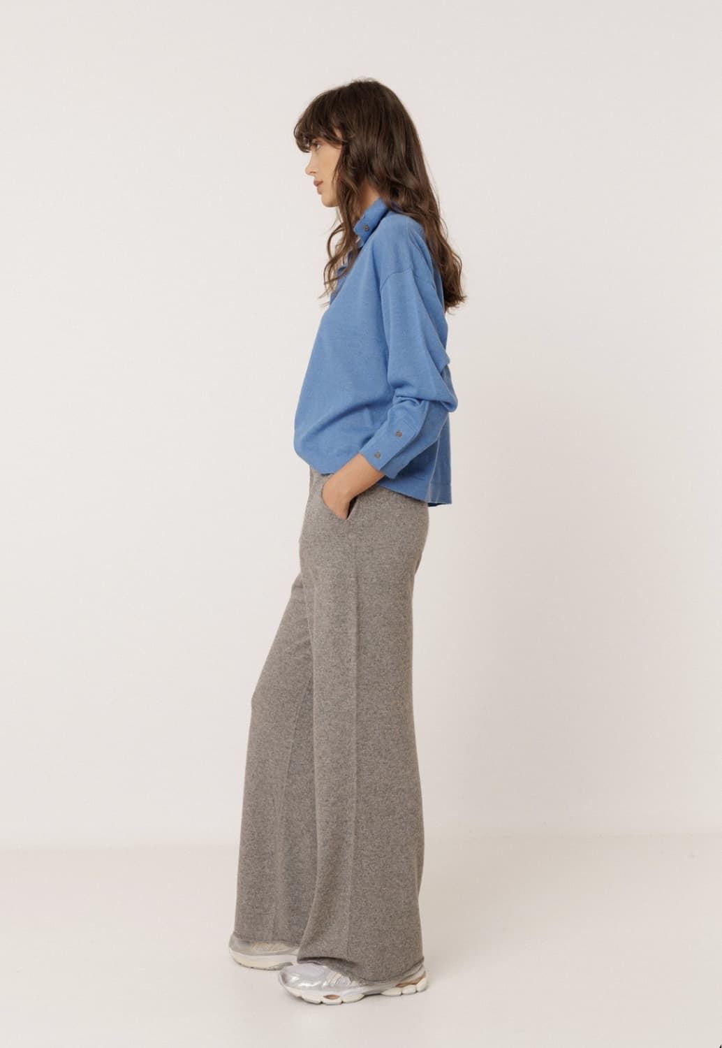 PANTALÓN Indi & Cold REF. MO541 punto con cashmere gris vigoré - Imagen 3