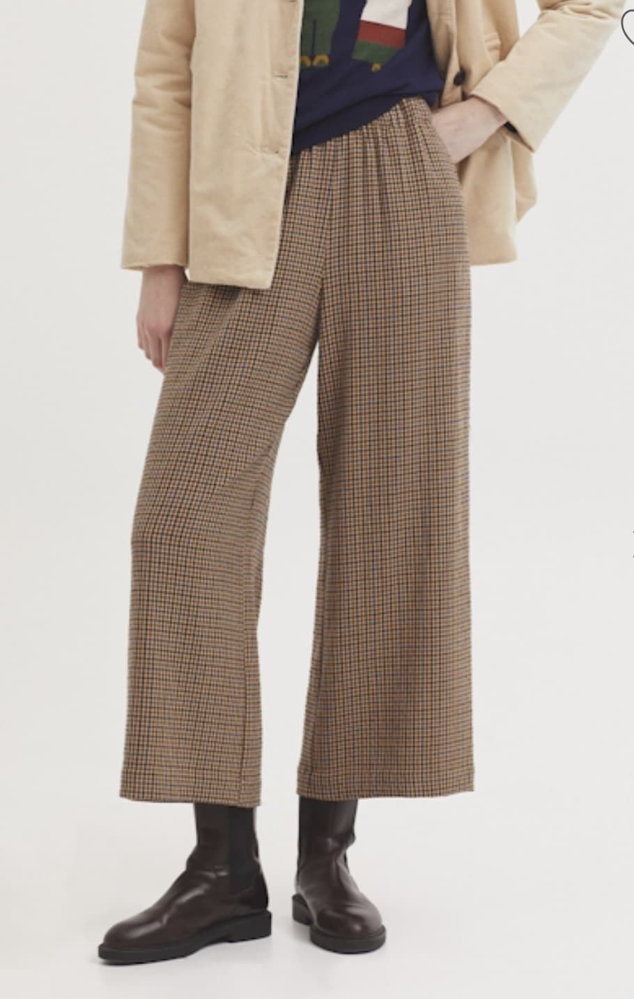 Pantalón nice things 014 de cuadros efecto arrugado camel - Imagen 1