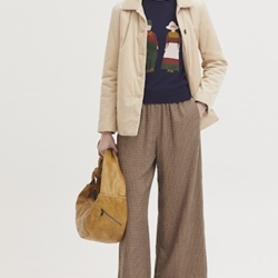 Pantalón nice things 014 de cuadros efecto arrugado camel - Imagen 2