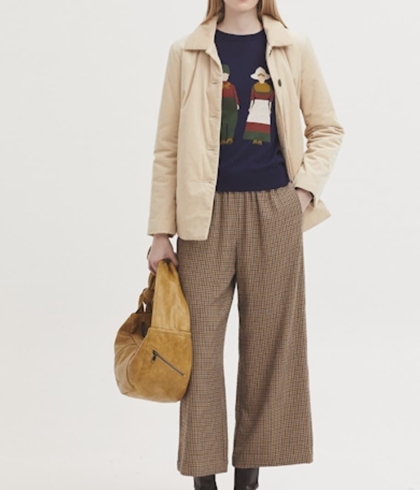 Pantalón nice things 014 de cuadros efecto arrugado camel - Imagen 2