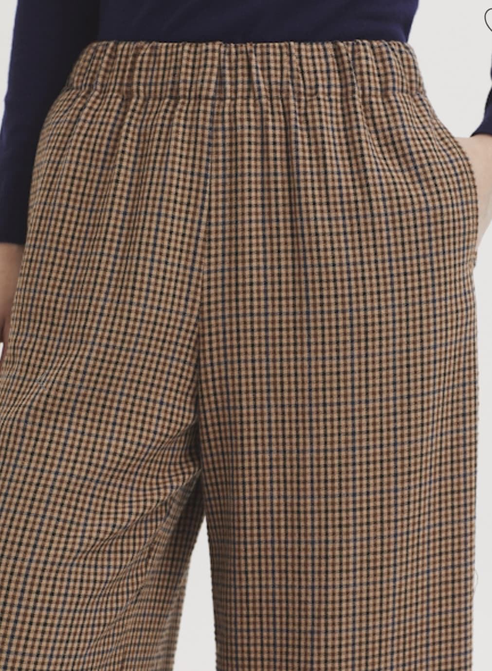 Pantalón nice things 014 de cuadros efecto arrugado camel - Imagen 3