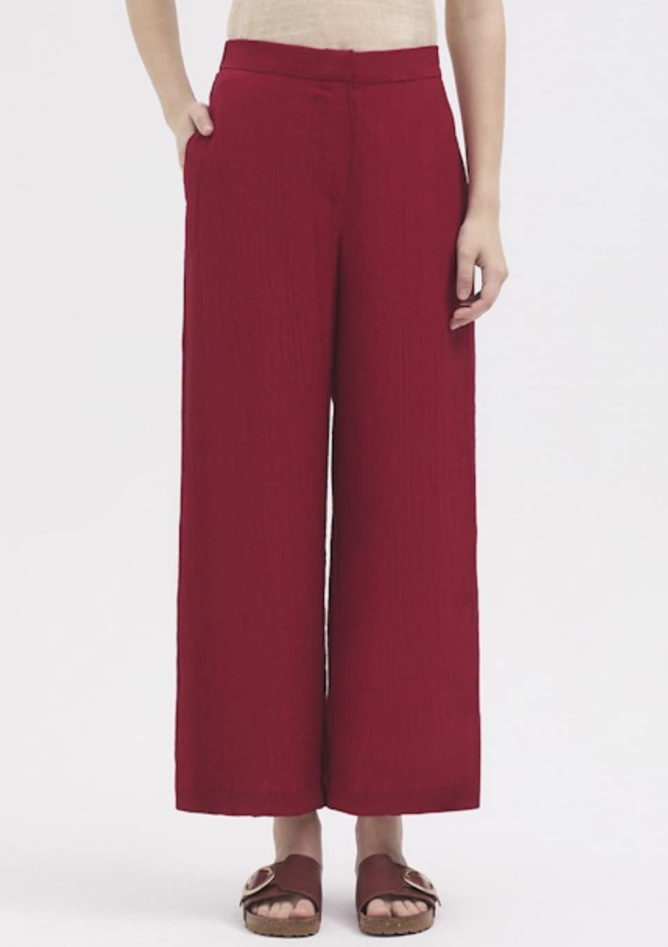 Pantalón Nice Things 132 larga viscosa rojo cereza. - Imagen 3