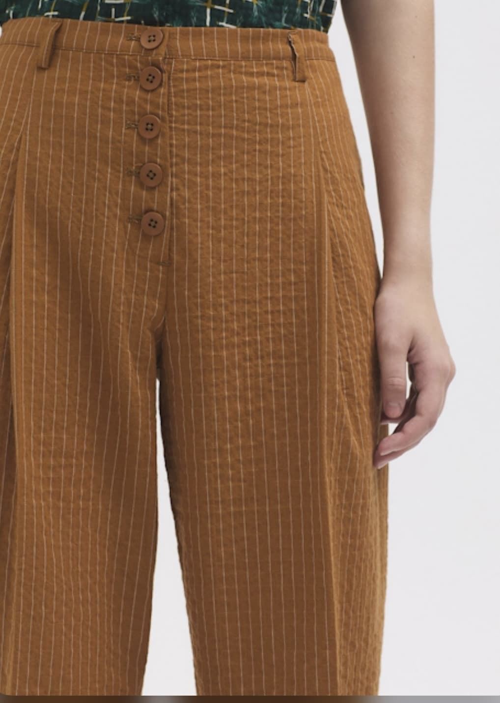 Pantalón Nice Things raya diplomatica mostaza - Imagen 1