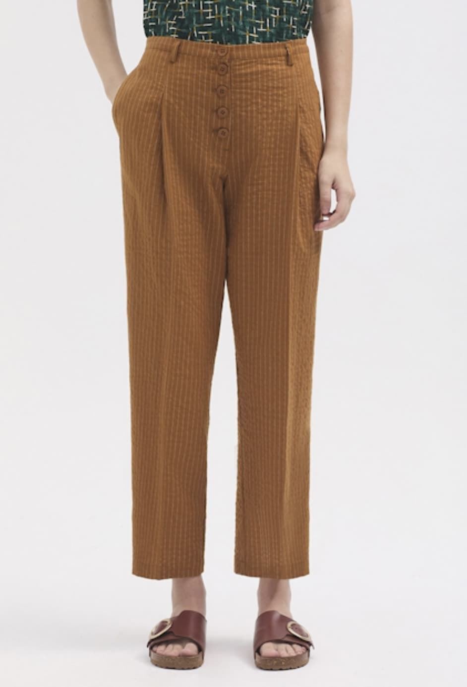 Pantalón Nice Things raya diplomatica mostaza - Imagen 2