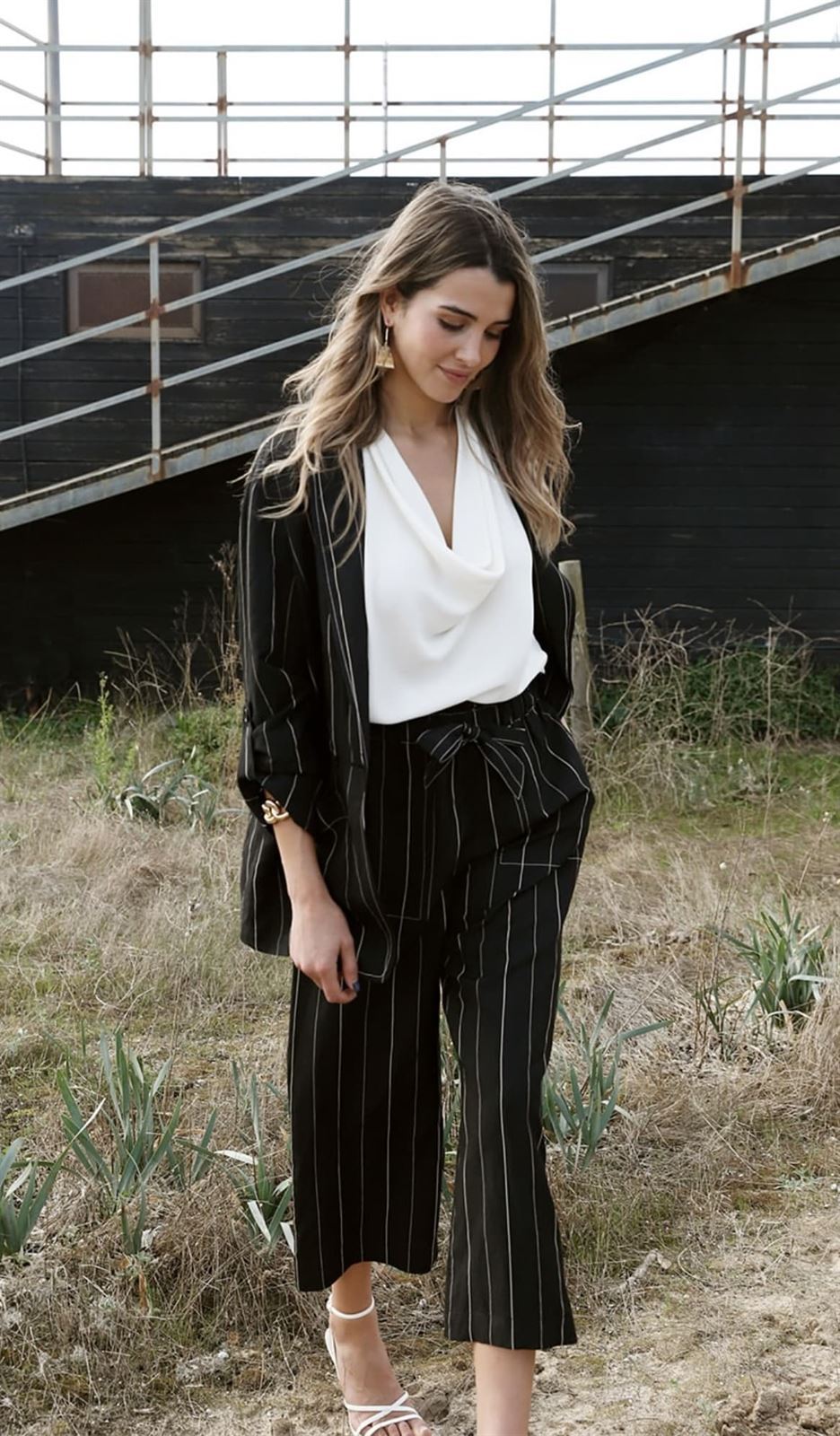 Pantalón Oky FUMIO raya diplomatica negro - Imagen 1