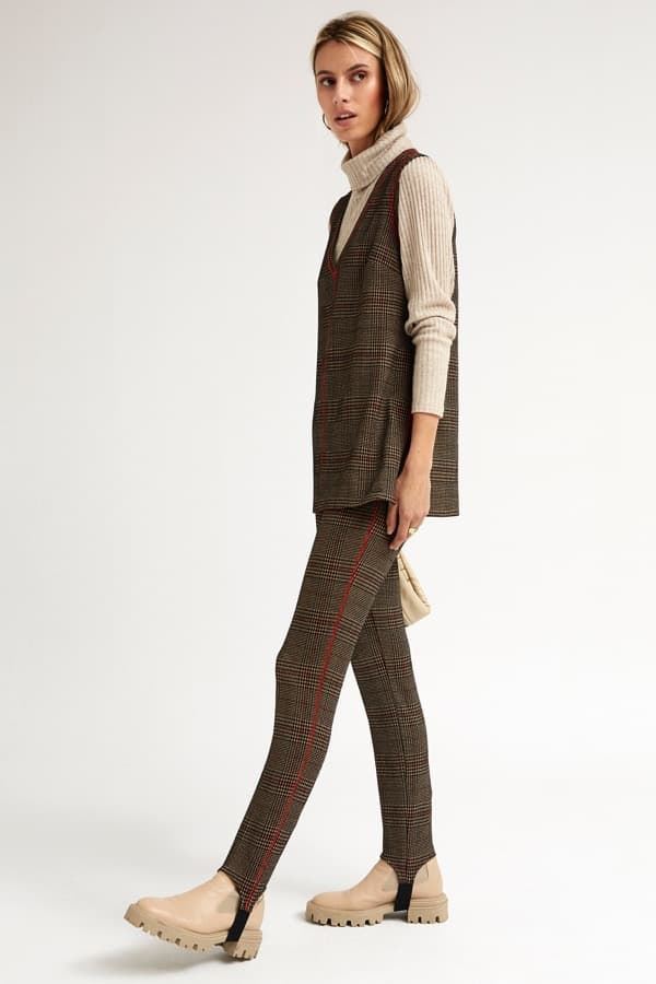 Pantalon Oky fuseau punto cuadros - Imagen 1