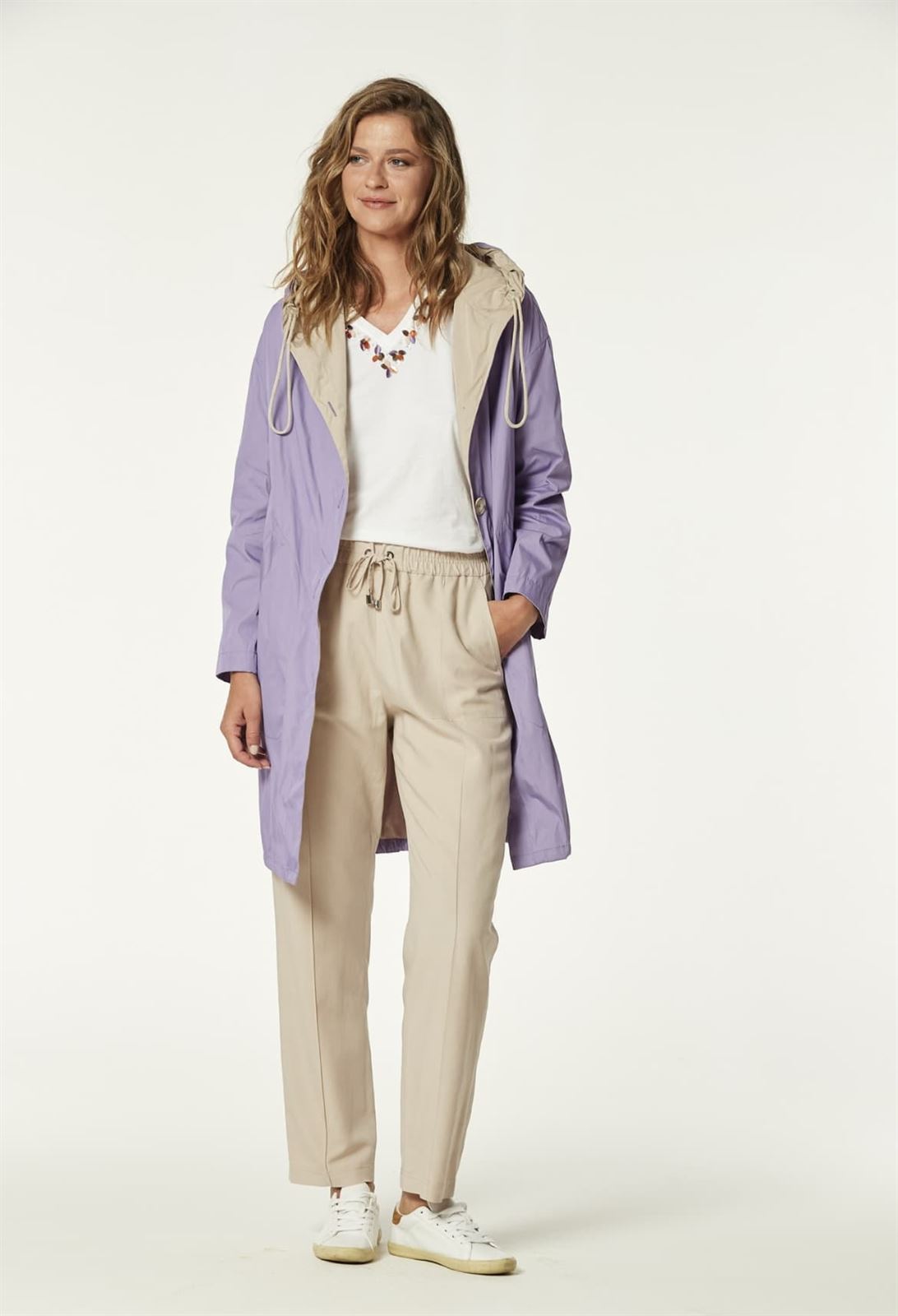 Pantalón OKY TRANTA 3 lino viscosa beige - Imagen 2