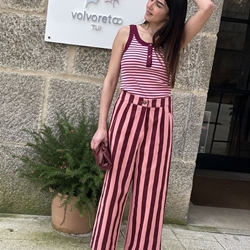 Pantalón rayas melocotón / burdeos - Imagen 1