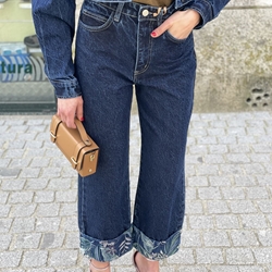 Pantalón Rinascimento vaquero dobladillo tapizado azul - Imagen 1