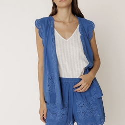 Pantalón short Indi & Cold KI 177 BAJO BORDADO ondas azul británico - Imagen 2