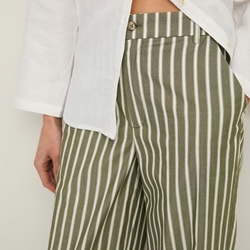 Pantalón YERSE 44834 wide leg poplin rayas verdes - Imagen 1