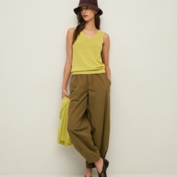 Pantalón YERSE 44874  POPELÍN botón en bajo hunter green - Imagen 1