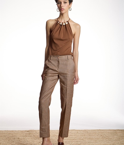 Pantalónbásico Alba Conde 1561-110-37  recto lino marrón - Imagen 1