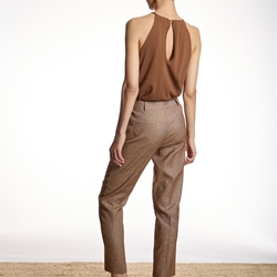 Pantalónbásico Alba Conde 1561-110-37  recto lino marrón - Imagen 2