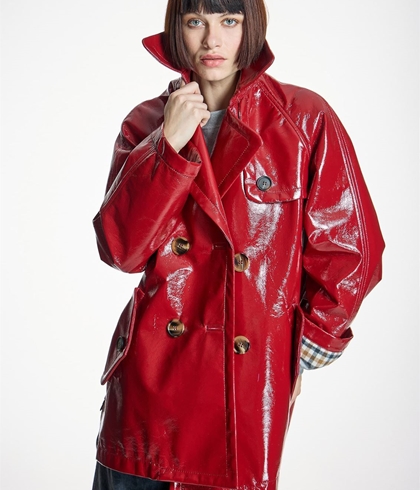 PARKA ALBA CONDE 6671 OVERSIZE ROJA EFECTO CHAROL - Imagen 1
