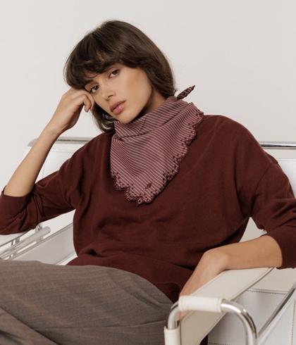 PAÑUELO IndI & Cold RG676 poplin rayas berenjena - Imagen 2