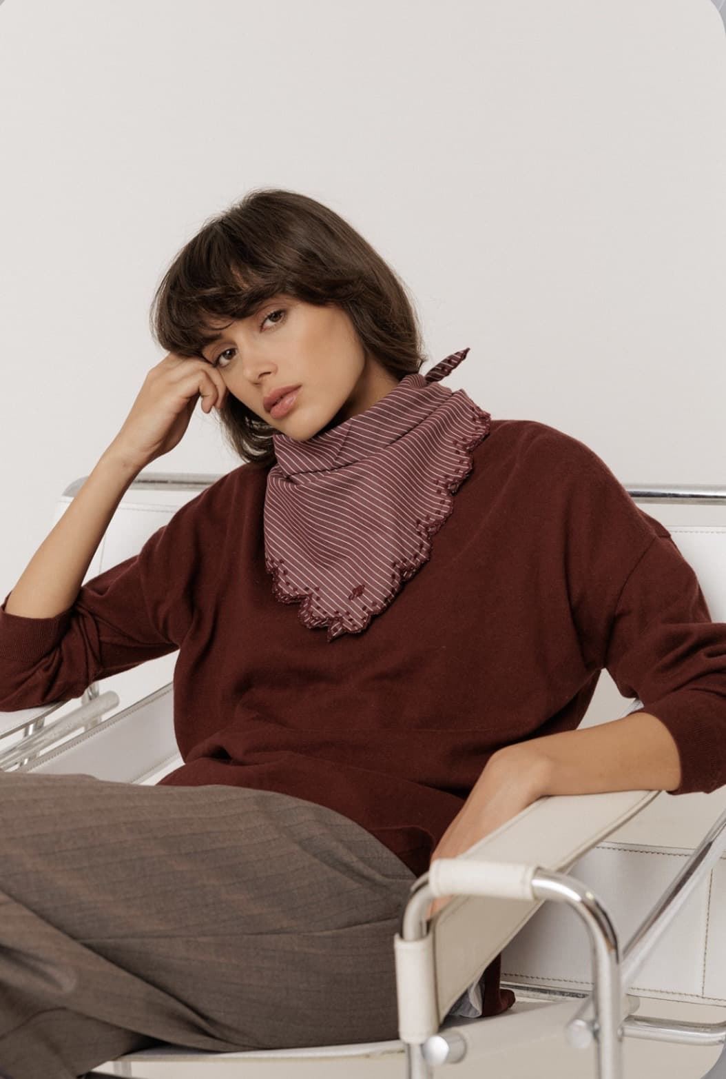 PAÑUELO IndI & Cold RG676 poplin rayas berenjena - Imagen 7
