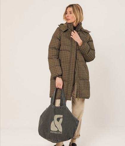 Plumífero Indi & Cold GF690P plumón CUADROS VERDE - Imagen 2