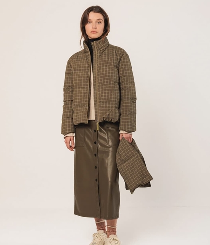 Plumífero Indi & Cold GF691P plumón corto cuadros Verde - Imagen 2