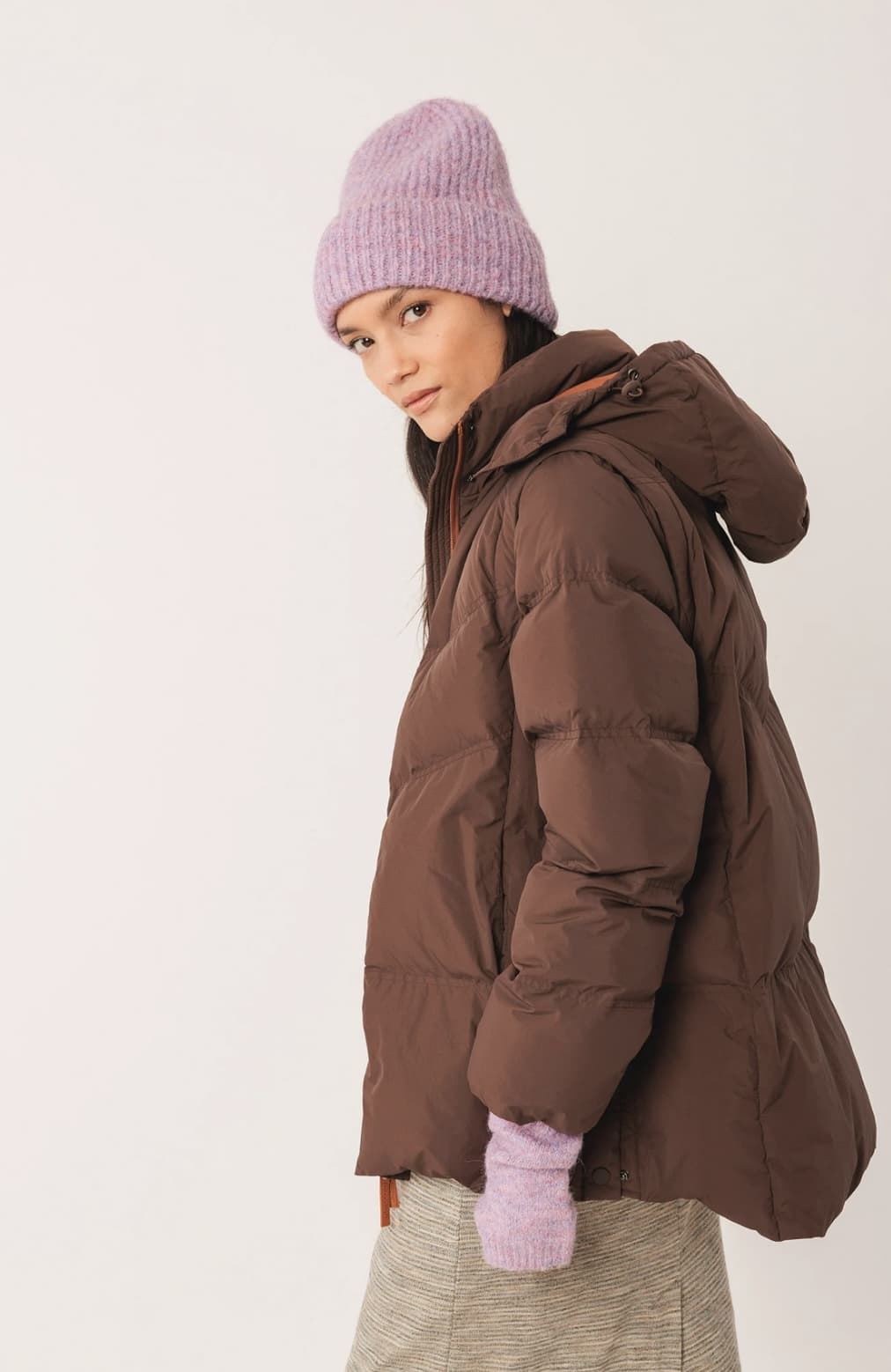 Plumífero Indi & Cold GF692 plumón CONVERTIBLE CHALECO Marrón chocolate - Imagen 3