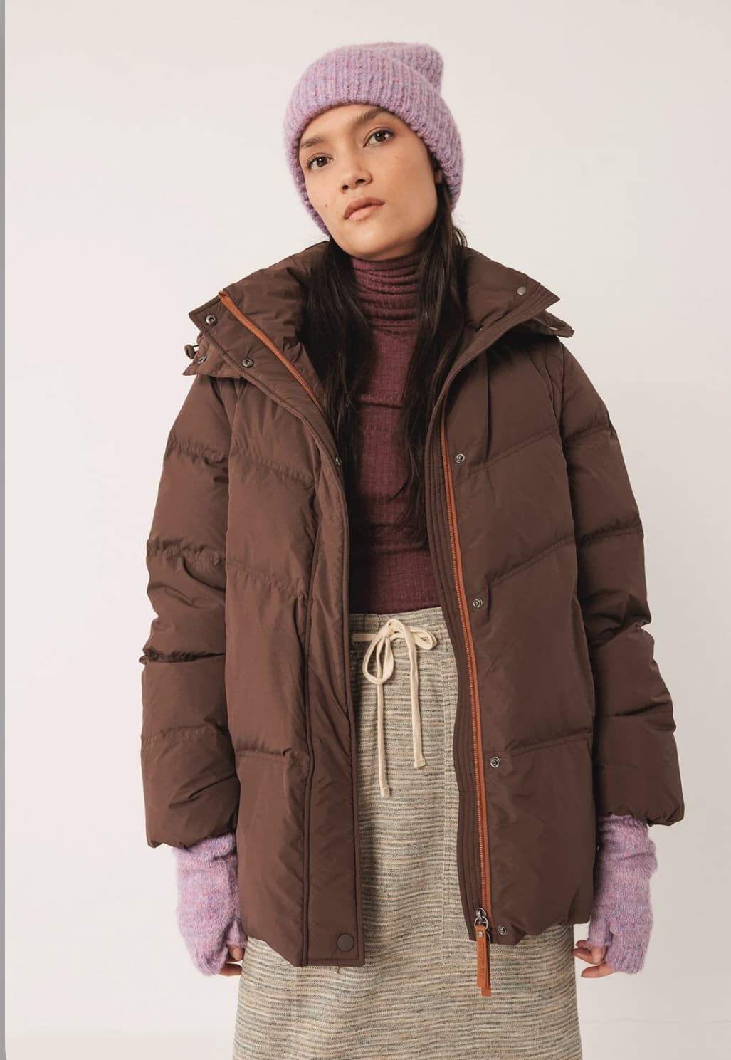 Plumífero Indi & Cold GF692 plumón CONVERTIBLE CHALECO Marrón chocolate - Imagen 4