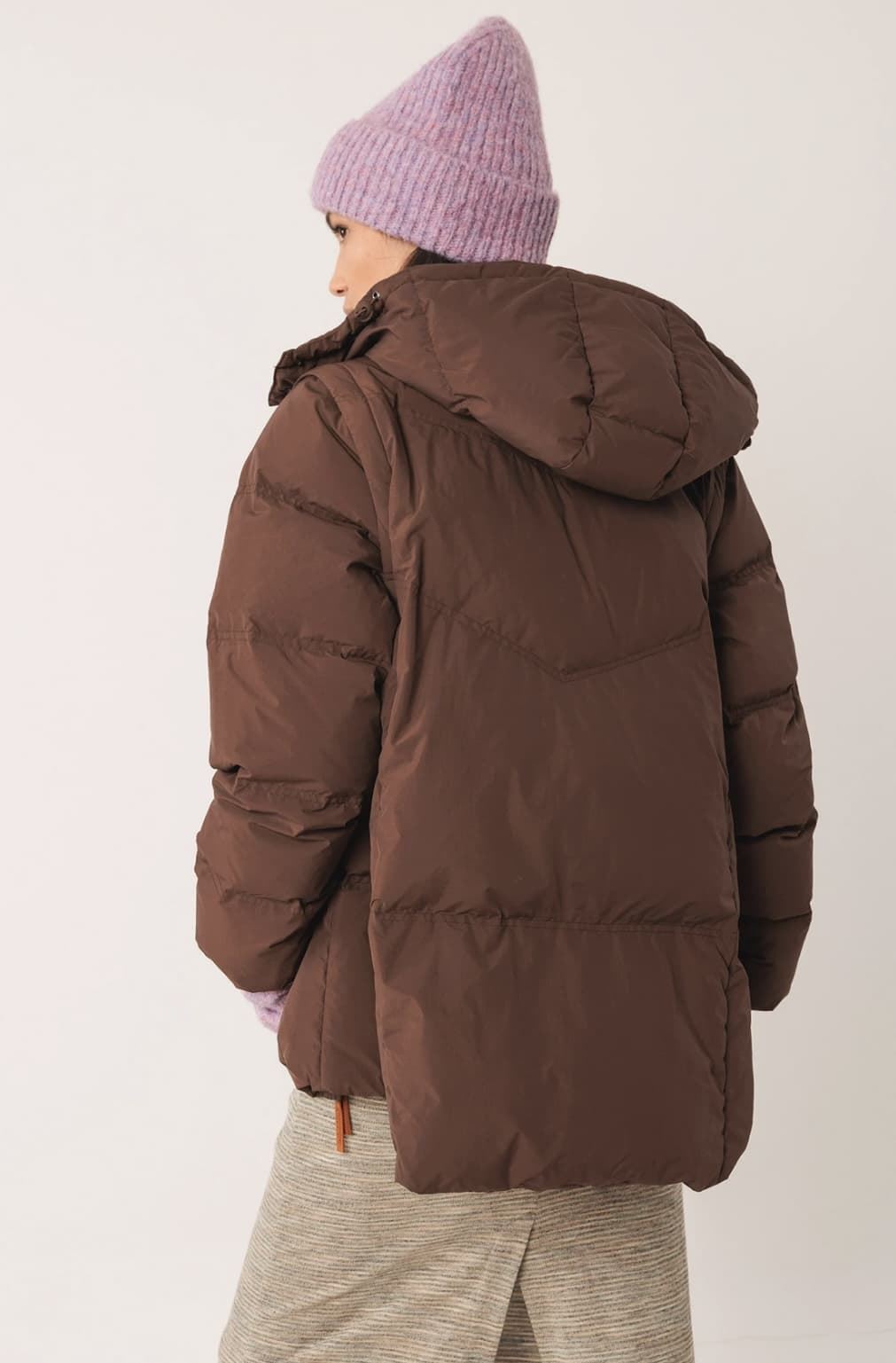 Plumífero Indi & Cold GF692 plumón CONVERTIBLE CHALECO Marrón chocolate - Imagen 8