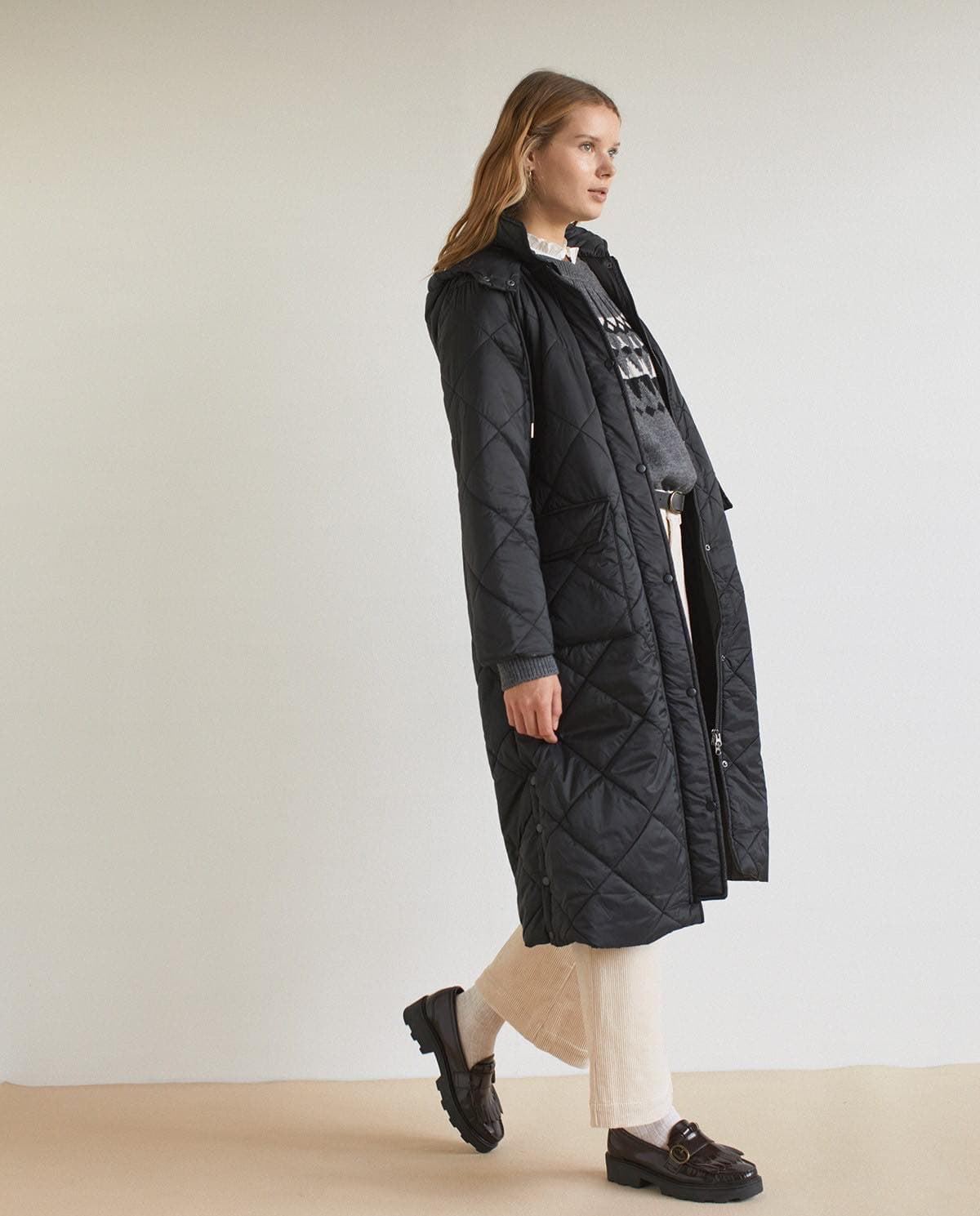 PLUMÓN YERSE LARGO WATER REPELLENT NEGRO - Imagen 1