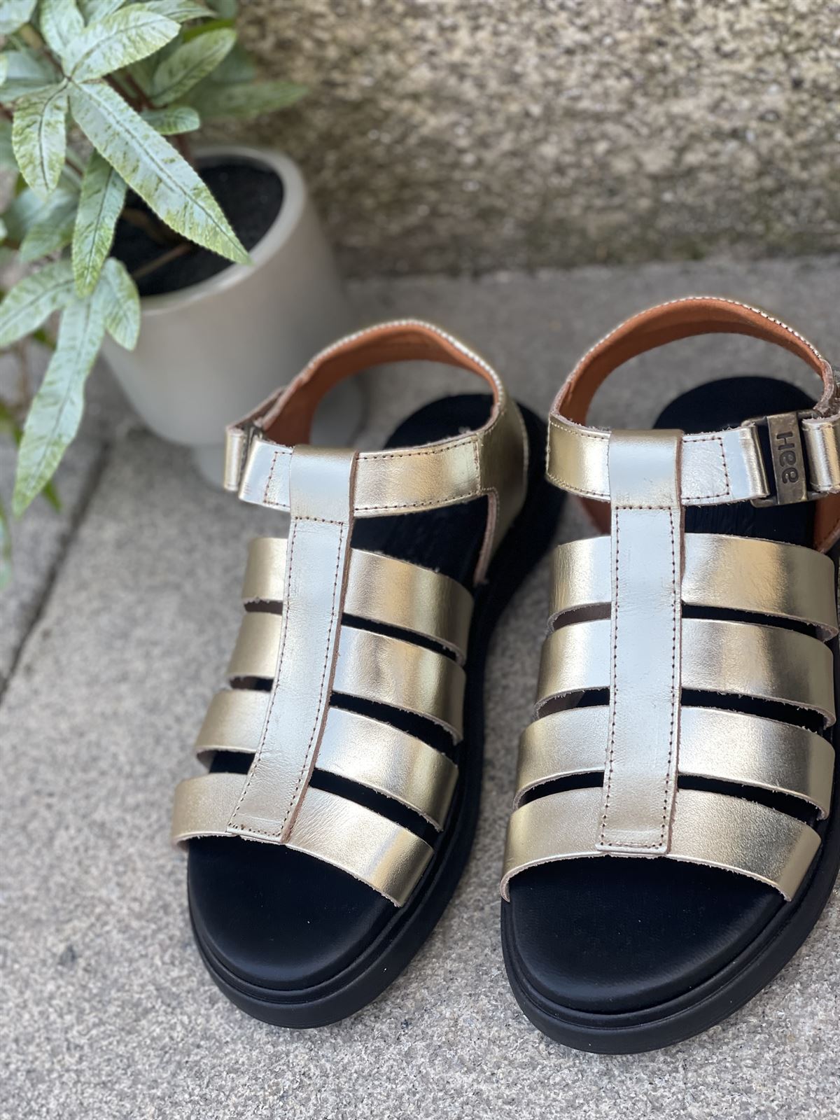 sandalia 25373 HEE Bio metal champagne - Imagen 1