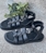 Sandalia 25392 HEE SHOES CONFY tiras vaquetilla negra - Imagen 1