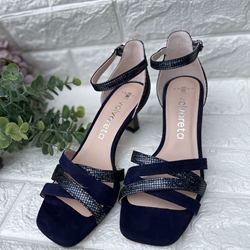 Sandalia Angari -08 tiras ante y metal azul marino - Imagen 2