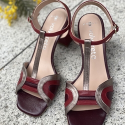 Sandalia Angari 52462 -MT FANNY granate tacón rojo - Imagen 1