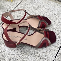 Sandalia Angari 52462 -MT FANNY granate tacón rojo - Imagen 2