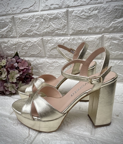 Sandalia Angari -77 tacón plataforma alta champagne - Imagen 1