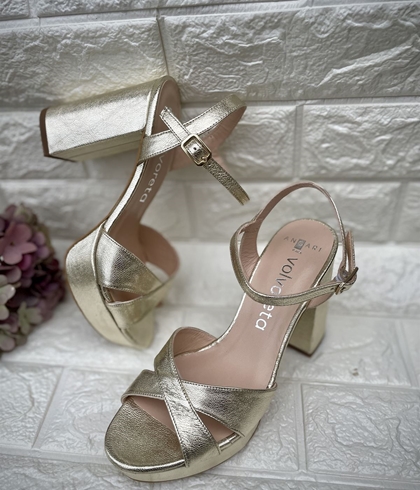 Sandalia Angari -77 tacón plataforma alta champagne - Imagen 2