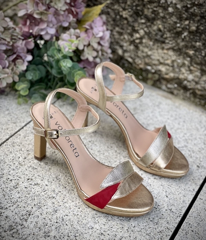 Sandalia Angari hojas dorado y rojo - Imagen 1