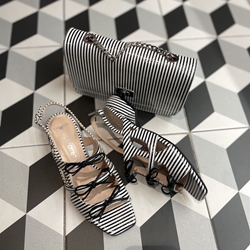 Sandalia Angari JA2 rayas lazos negros - Imagen 1