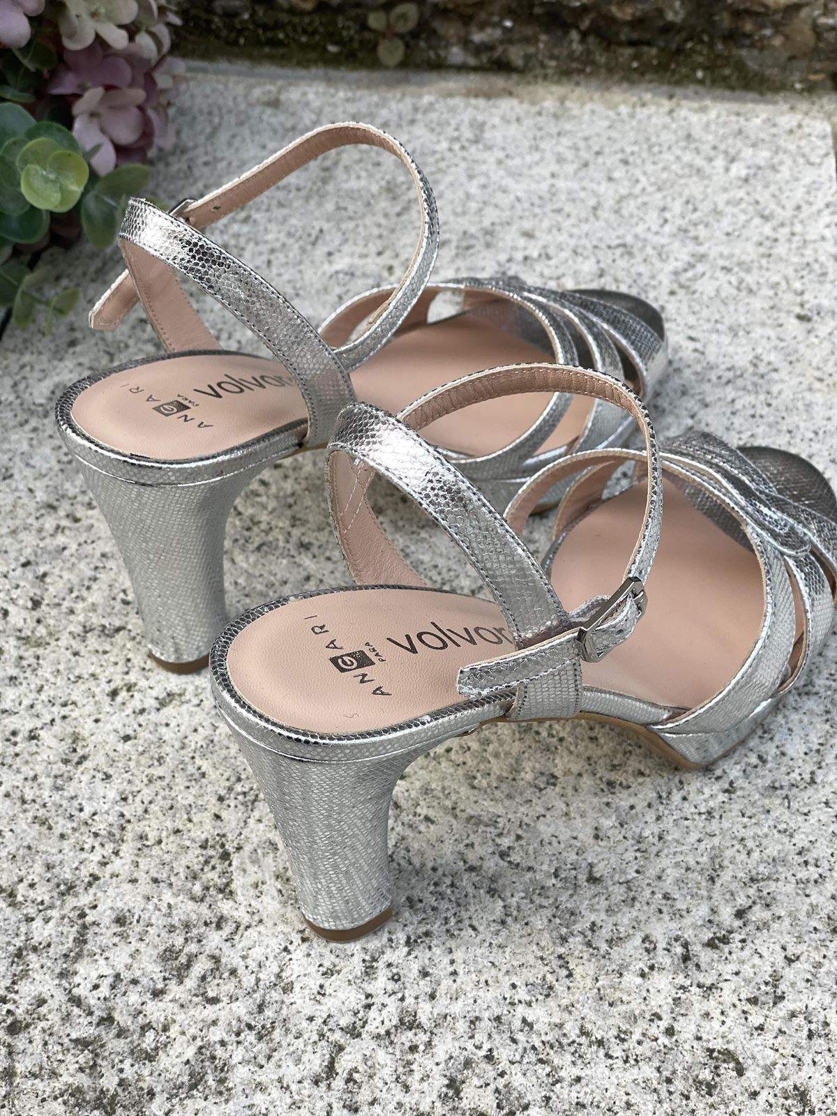 Sandalia Angari MAITE -75 escamas milos Argento plata - Imagen 1