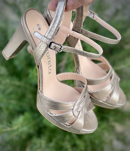 Sandalia Angari MAITE -75 escamas milos stone bronce suave - Imagen 1