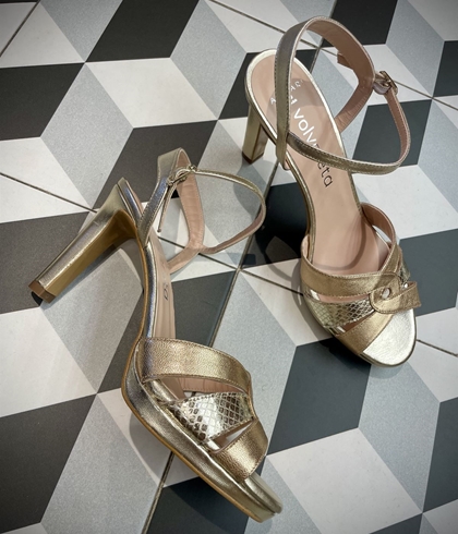 Sandalia ANGARI tacón alta tres tonos 50412 metalizados - Imagen 1