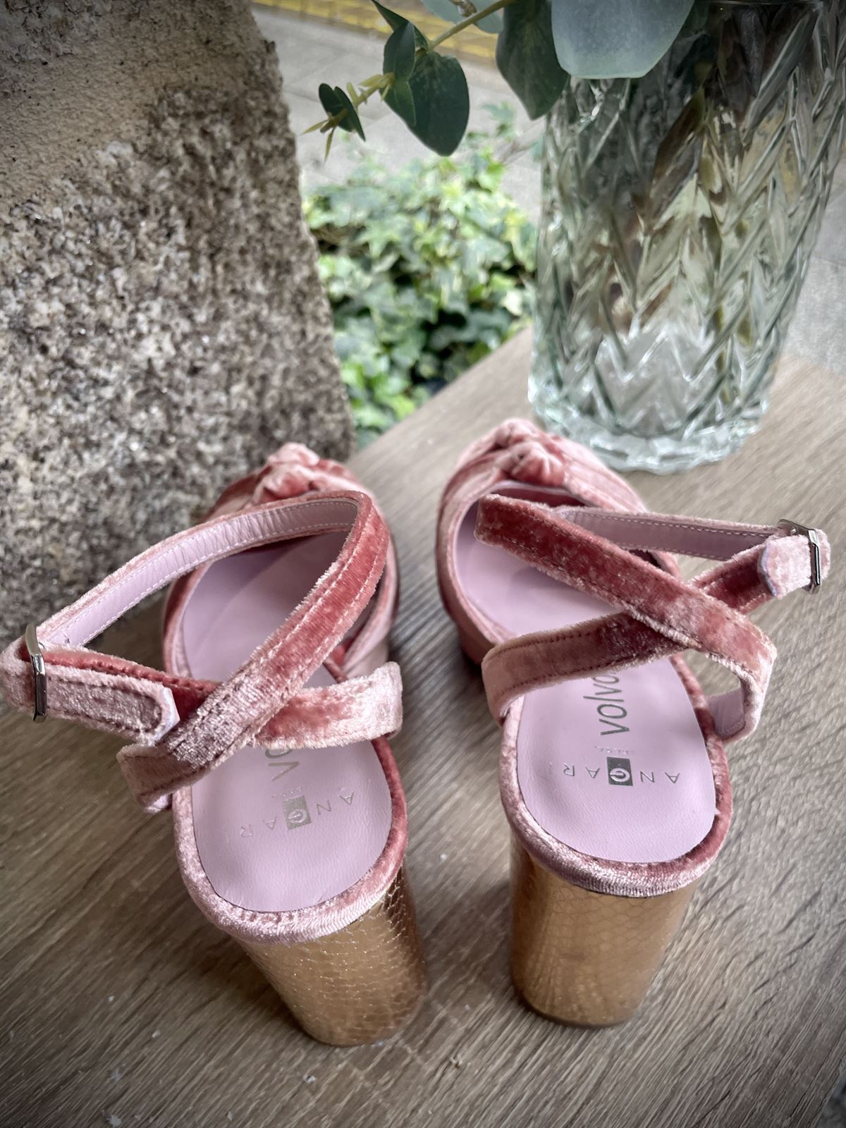 Sandalia Angari Zapatos terciopelo rosa - Imagen 6