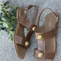 Sandalia Candelitas plana 3954 cuero camel. - Imagen 1