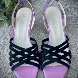 Sandalia Candelitas tiras colores lilas y negro - Imagen 1