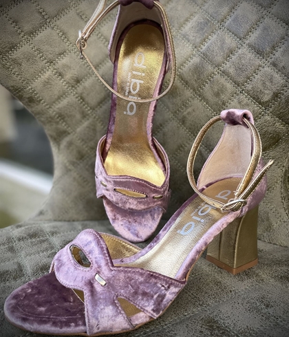 Sandalia Dibia by Ezzio terciopelo Rosa lilita palo - Imagen 2