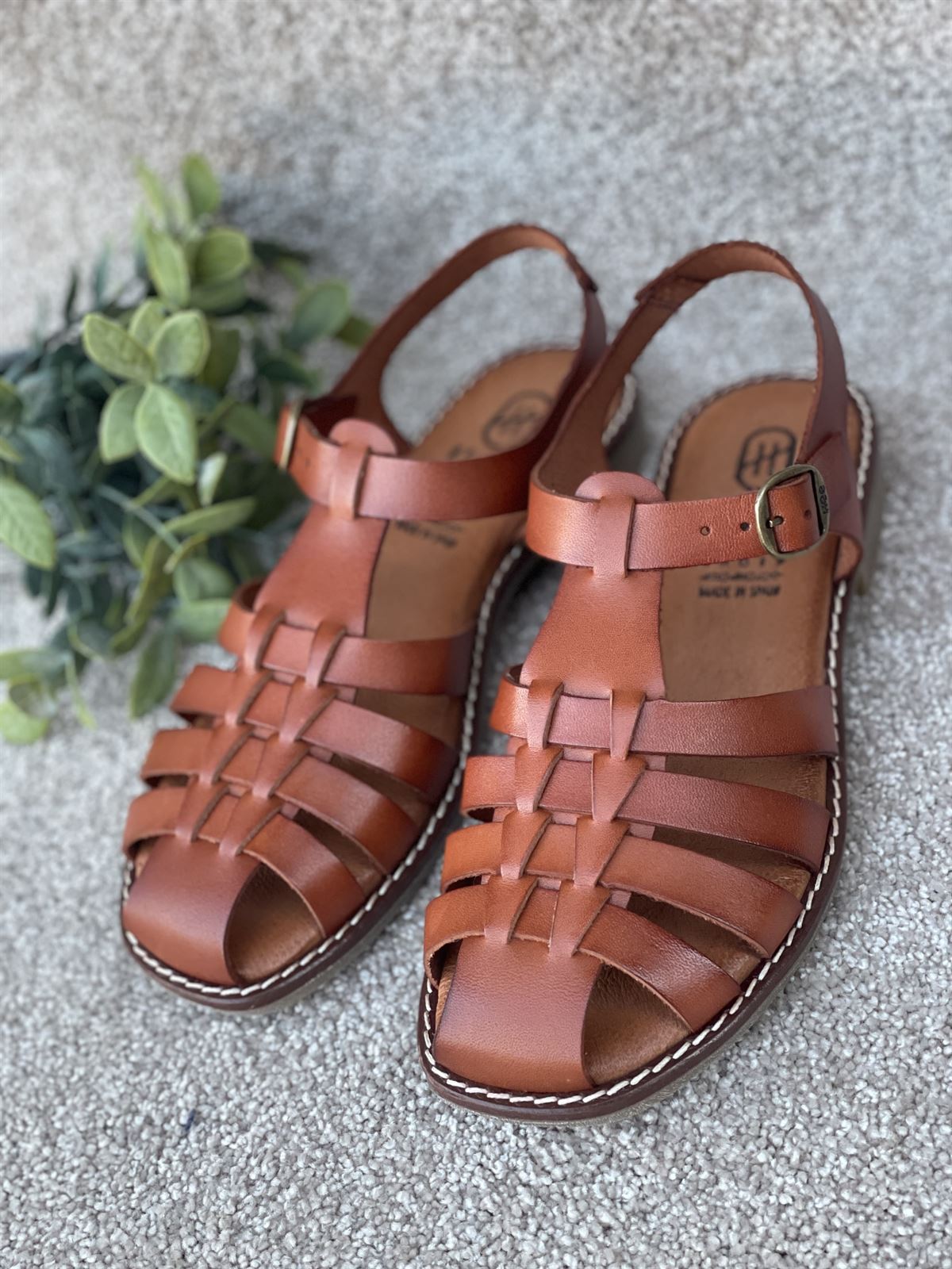 Sandalia HEEE SHOES cangrejera vaquilla cuero - Imagen 3