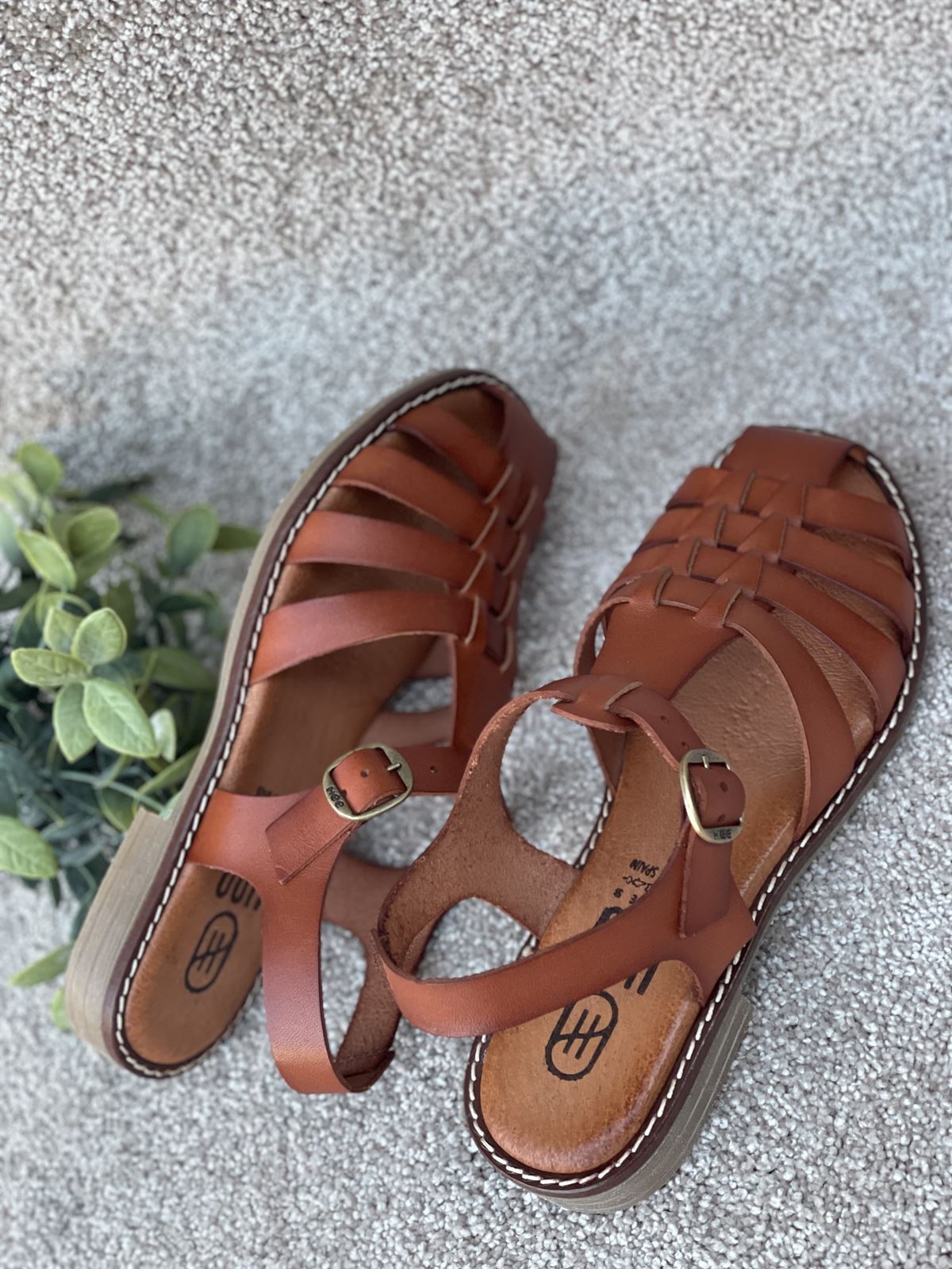 Sandalia HEEE SHOES cangrejera vaquilla cuero - Imagen 5
